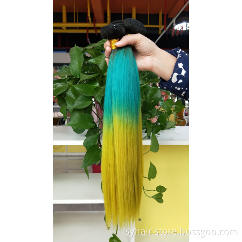 Custom Color 2 Tones 3 Tones Ombre Color 1B Pink Purple Blue Red Green Grey Yellow 100% Human Hair Weave Bundles